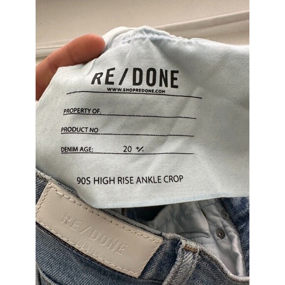 Re/Done Women's 90s High Rise Ankle Crop Button Fly Jeans Light Wash Blue Sz 25 - Picture 8 of 9